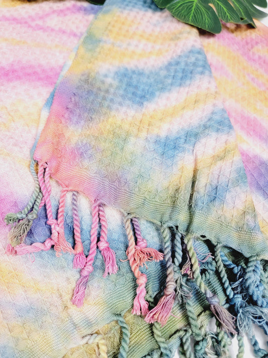 Toalla de baño, Toalla de gofre, Toalla de playa turca, Tie dye hecho a mano