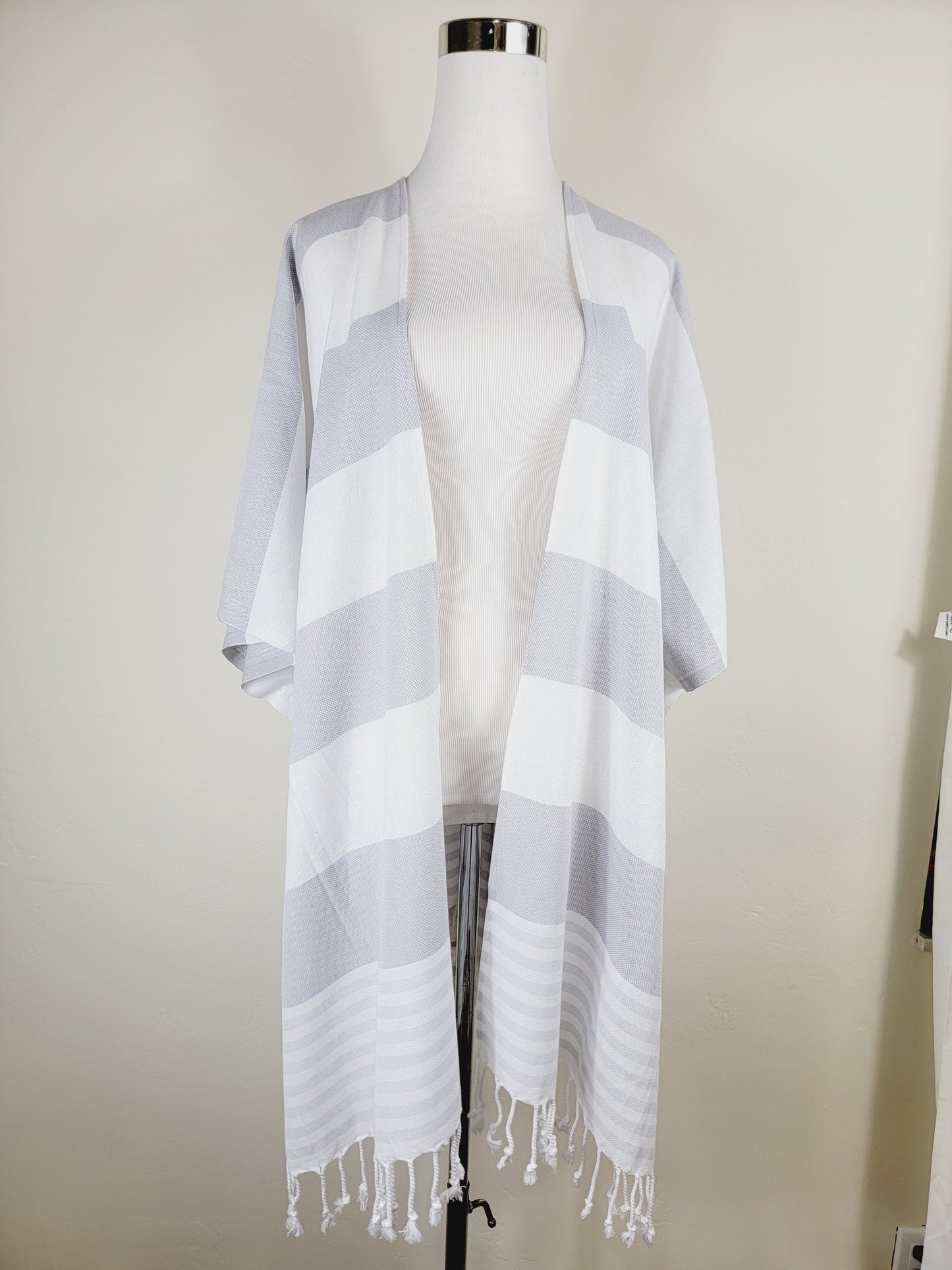 Beach cover up, Beach Dress open front - Gray