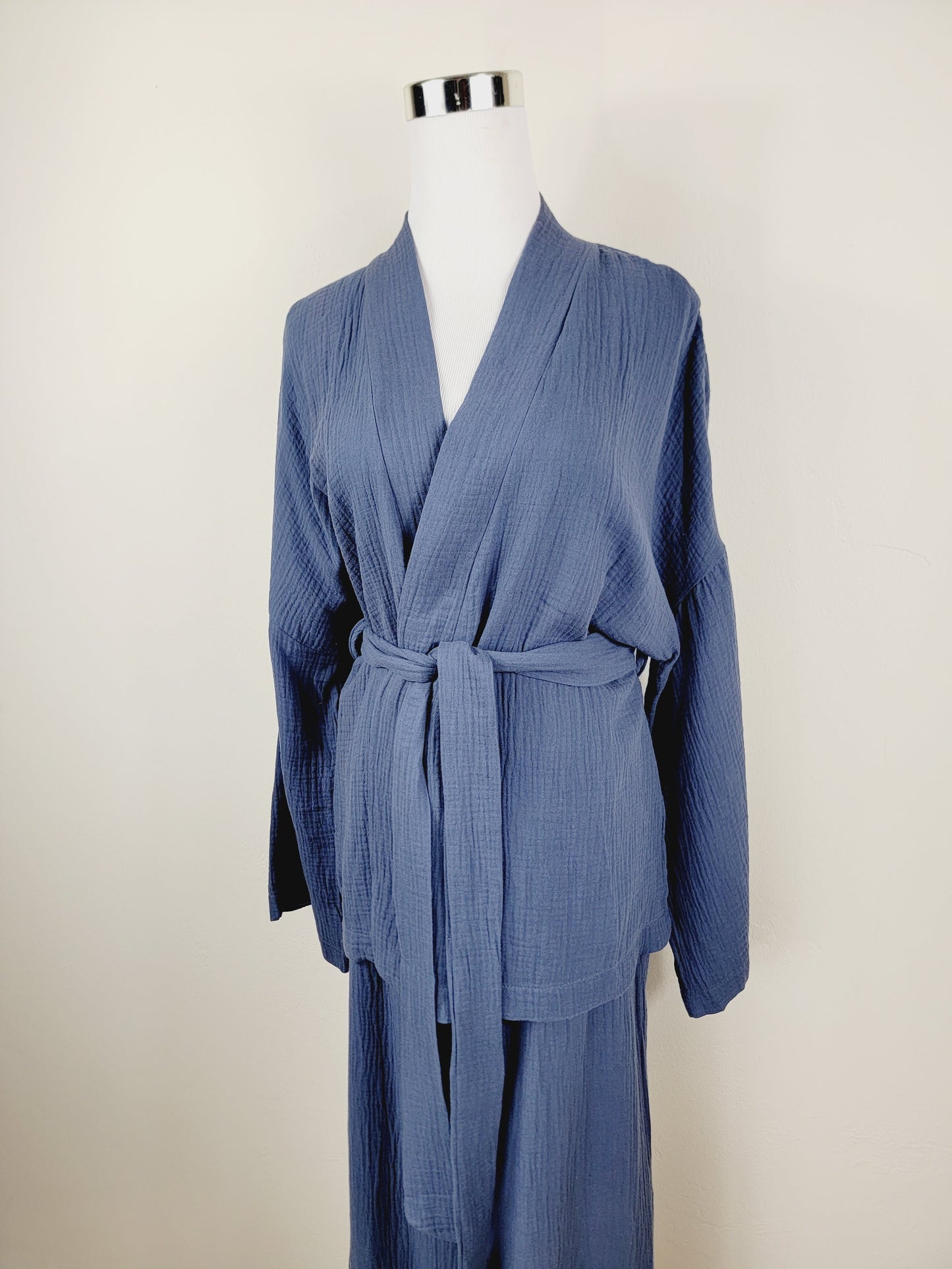 Breathable Muslin Set for Women, Versatile Everyday Wear, Navy