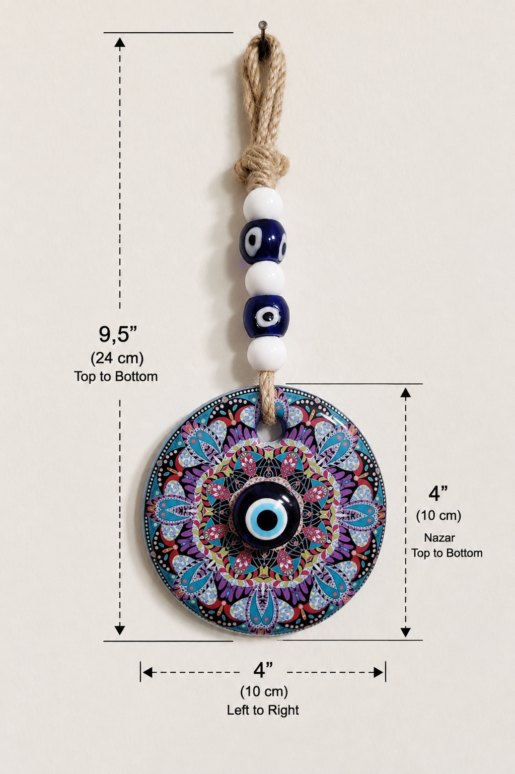 Traditional Mediterranean Glass Evil Eye Wall Decor, Ottoman