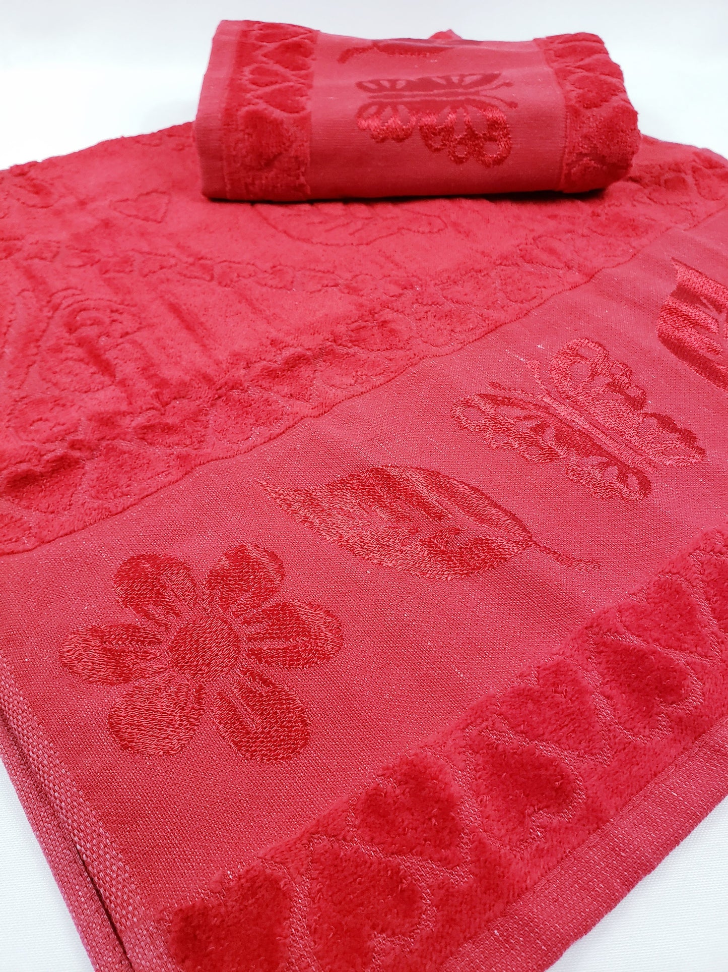 TOALLA DE BAÑO / MANOS TERCIOPELO - Mariposa Roja