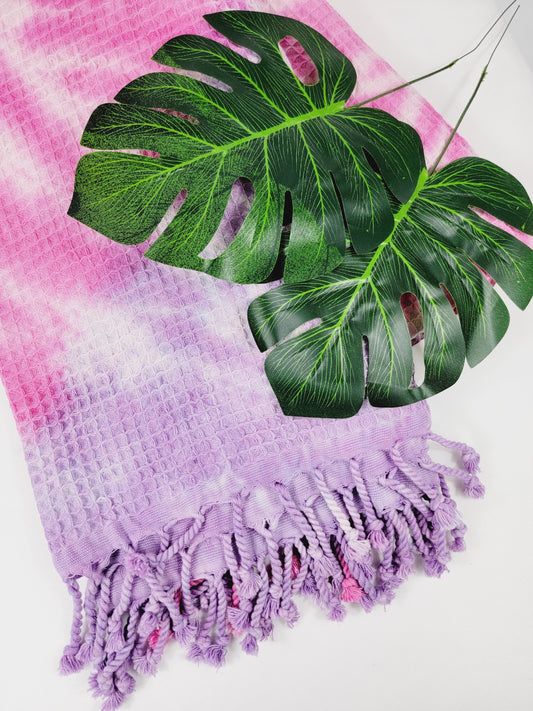 Toalla de baño, Toalla de gofre, Toalla de playa turca, Tie dye hecho a mano