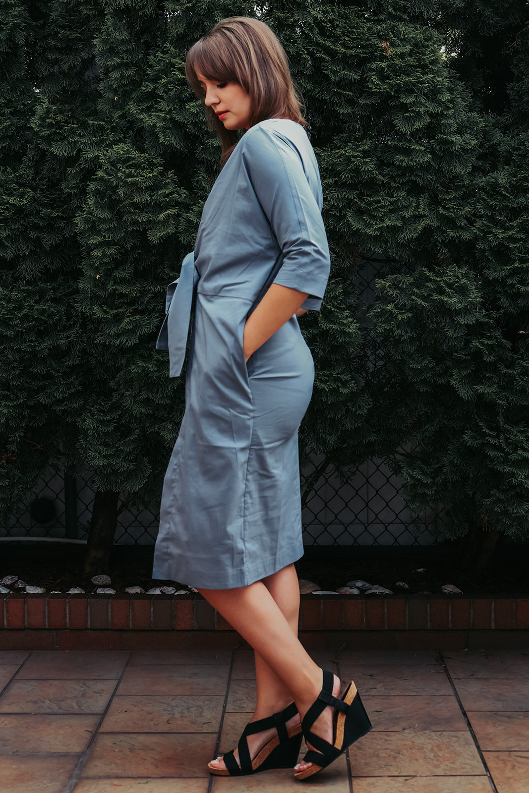 LAYERED WHITE KIMONO DRESS WITH TIE - EEBRU