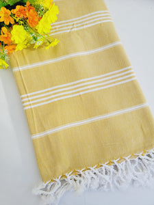 Easy carry Quick Dry Towel, Authentic Turkish Towel - Mustard Yellow