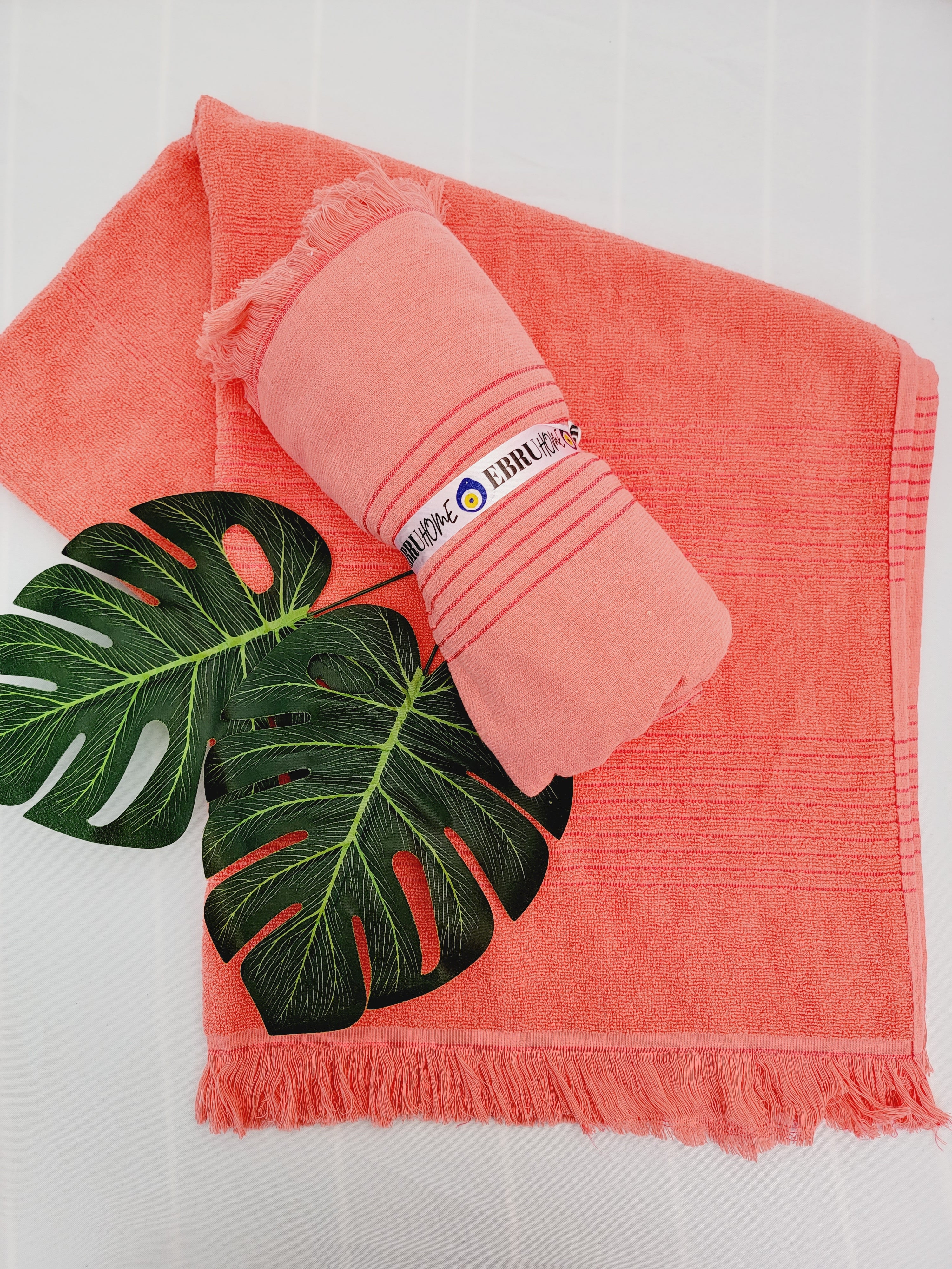 One sided Terry Towel - Sand free beach and Bath towel- Pink