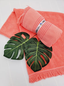 One sided Terry Towel - Sand free beach and Bath towel- Pink