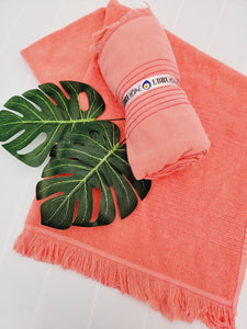 One sided Terry Towel - Sand free beach and Bath towel- Pink