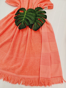 One sided Terry Towel - Sand free beach and Bath towel- Pink