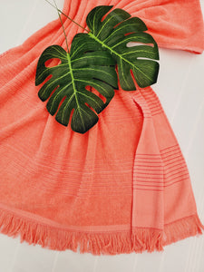 One sided Terry Towel - Sand free beach and Bath towel- Pink