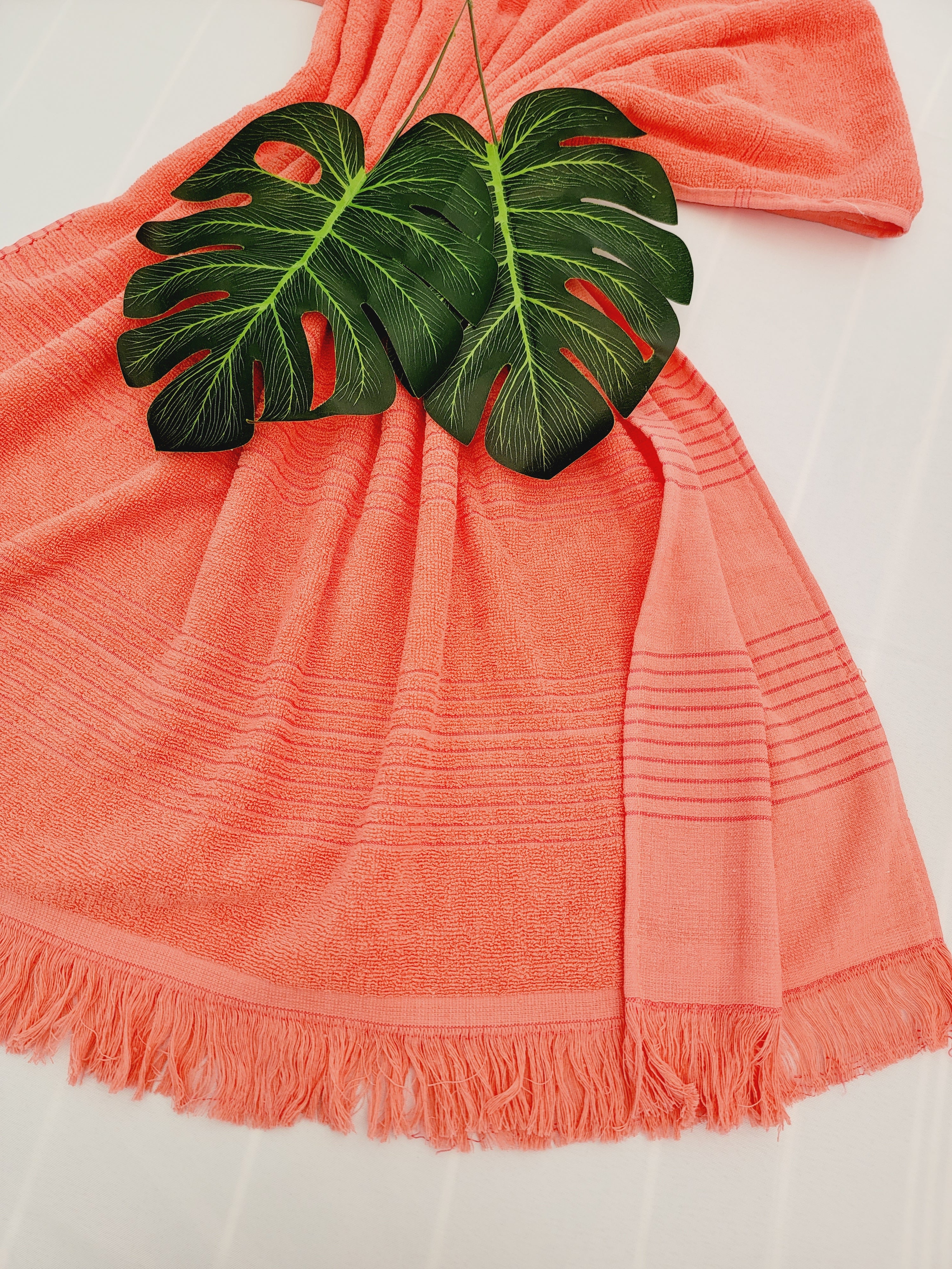 One sided Terry Towel - Sand free beach and Bath towel- Pink
