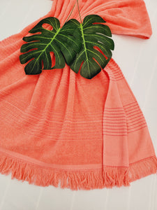 One sided Terry Towel - Sand free beach and Bath towel- Pink