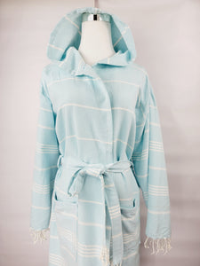 Unisex Robe, Beach or spa Robe with pockets - Sultan Light Blue