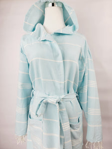 Unisex Robe, Beach or spa Robe with pockets - Sultan Light Blue