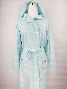 Unisex Robe, Beach or spa Robe with pockets - Sultan Light Blue