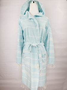 Unisex Robe, Beach or spa Robe with pockets - Sultan Light Blue