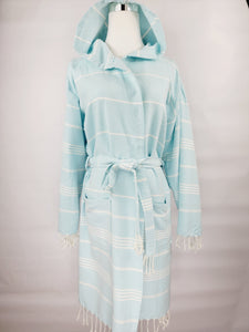 Unisex Robe, Beach or spa Robe with pockets - Sultan Light Blue