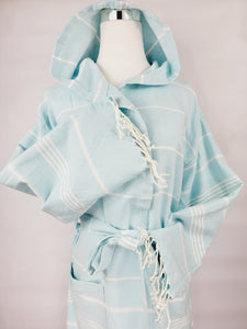 Unisex Robe, Beach or spa Robe with pockets - Sultan Light Blue