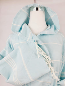 Unisex Robe, Beach or spa Robe with pockets - Sultan Light Blue