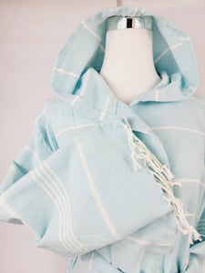 Unisex Robe, Beach or spa Robe with pockets - Sultan Light Blue