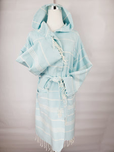 Unisex Robe, Beach or spa Robe with pockets - Sultan Light Blue