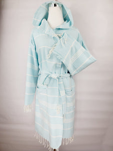 Unisex Robe, Beach or spa Robe with pockets - Sultan Light Blue