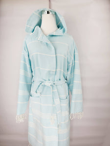 Unisex Robe, Beach or spa Robe with pockets - Sultan Light Blue