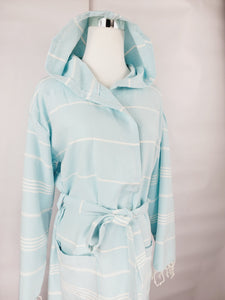 Unisex Robe, Beach or spa Robe with pockets - Sultan Light Blue