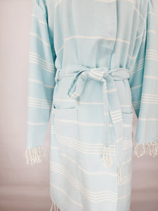 Unisex Robe, Beach or spa Robe with pockets - Sultan Light Blue