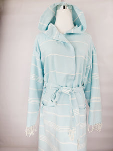 Unisex Robe, Beach or spa Robe with pockets - Sultan Light Blue