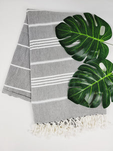 Easy carry Quick Dry Towel, Authentic Turkish Towel - Faded Black