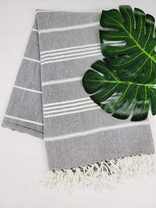 Easy carry Quick Dry Towel, Authentic Turkish Towel - Faded Black