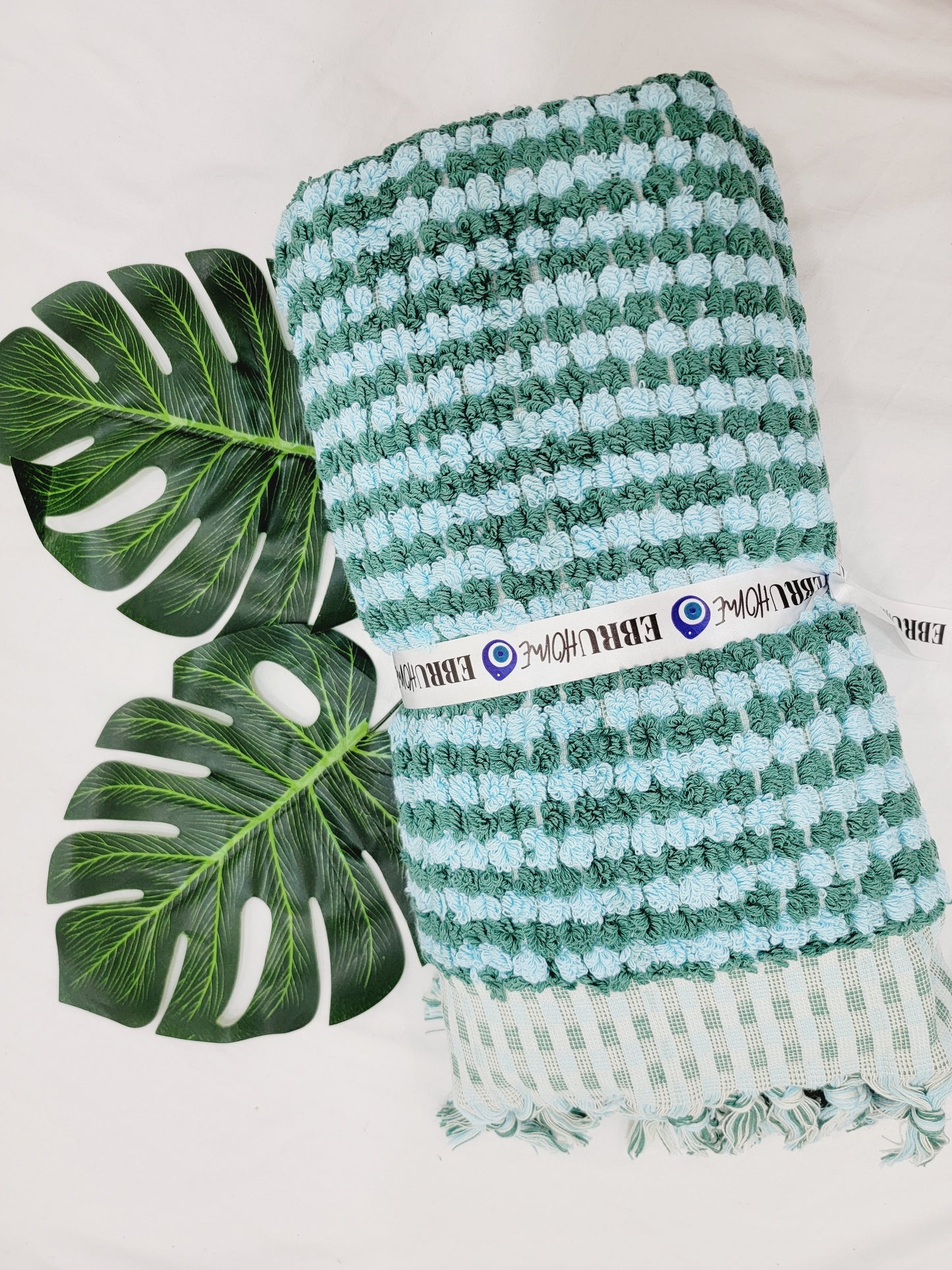 Toalla de rizo de una cara - Toalla de baño y playa sin arena - Verdoso