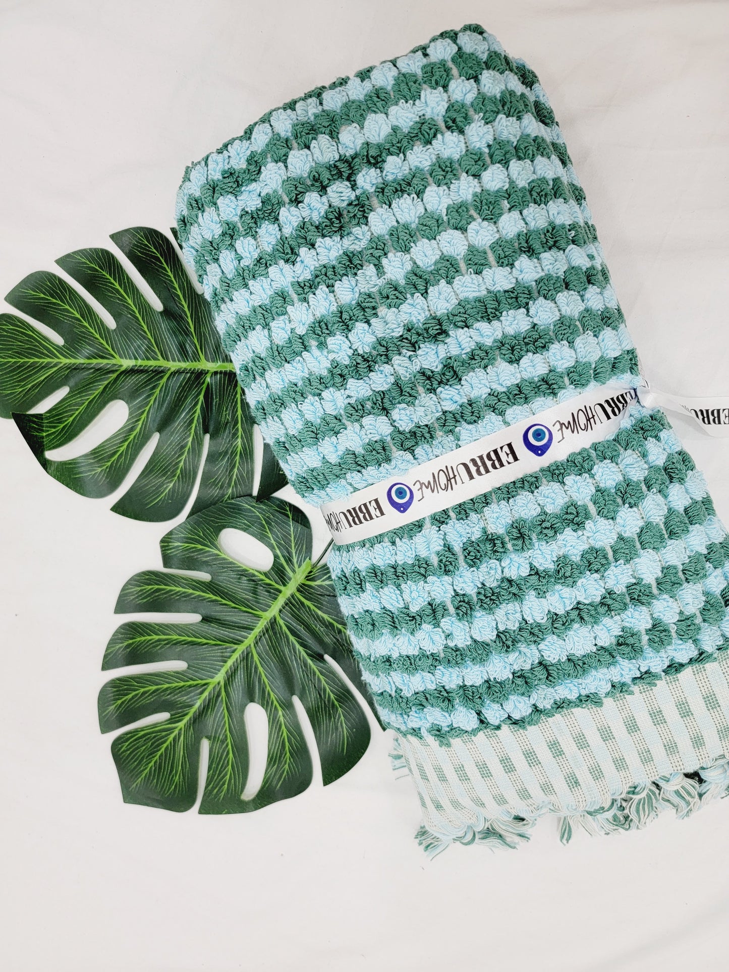 Toalla de rizo de una cara - Toalla de baño y playa sin arena - Verdoso