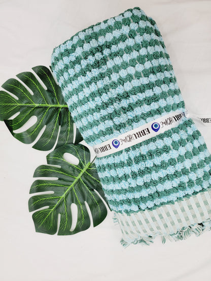 Toalla de rizo de una cara - Toalla de baño y playa sin arena - Verdoso