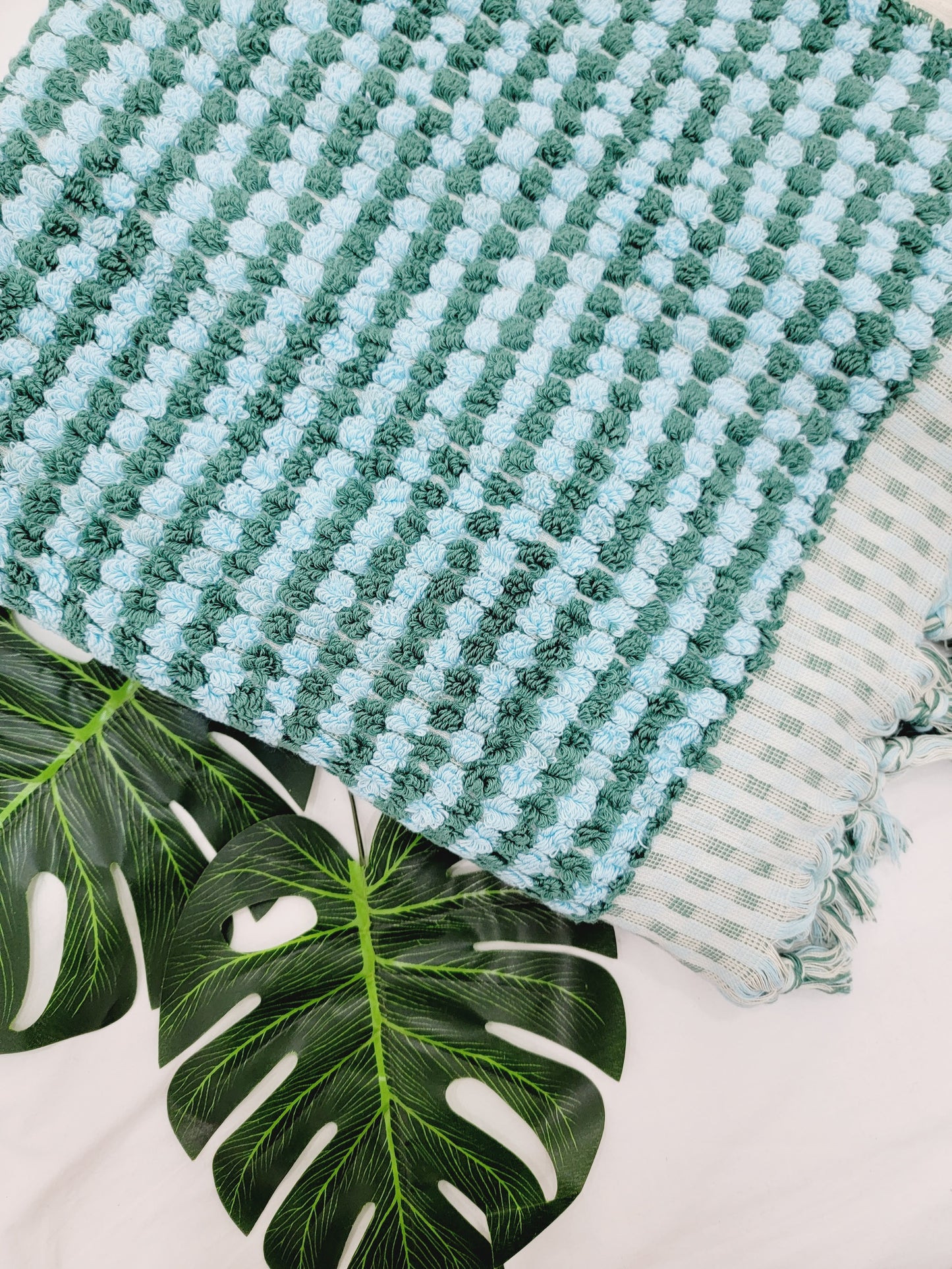 Toalla de rizo de una cara - Toalla de baño y playa sin arena - Verdoso