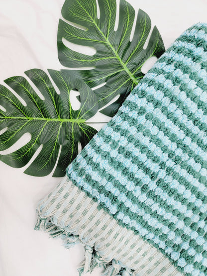 Toalla de rizo de una cara - Toalla de baño y playa sin arena - Verdoso