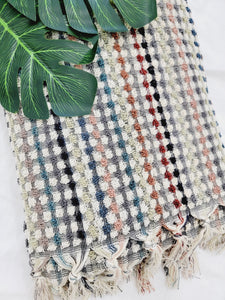 Bath Towels, Organic Turkish Cotton Pom Pom Towels in Natural