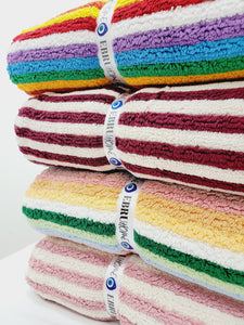 Bath Towels,Stripe Organic Turkish Cotton Towels in Cherry