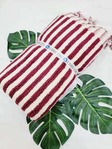 Bath Towels,Stripe Organic Turkish Cotton Towels in Cherry