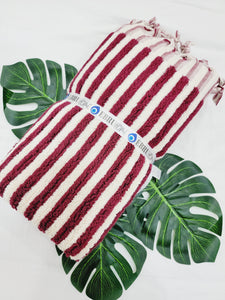 Bath Towels,Stripe Organic Turkish Cotton Towels in Cherry