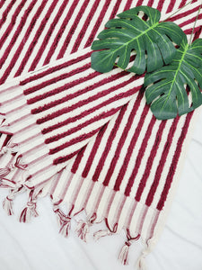 Bath Towels,Stripe Organic Turkish Cotton Towels in Cherry