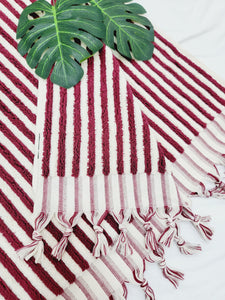 Bath Towels,Stripe Organic Turkish Cotton Towels in Cherry