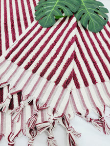 Bath Towels,Stripe Organic Turkish Cotton Towels in Cherry