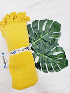 One sided Terry Towel - Sand free beach and Bath towel-Mustard