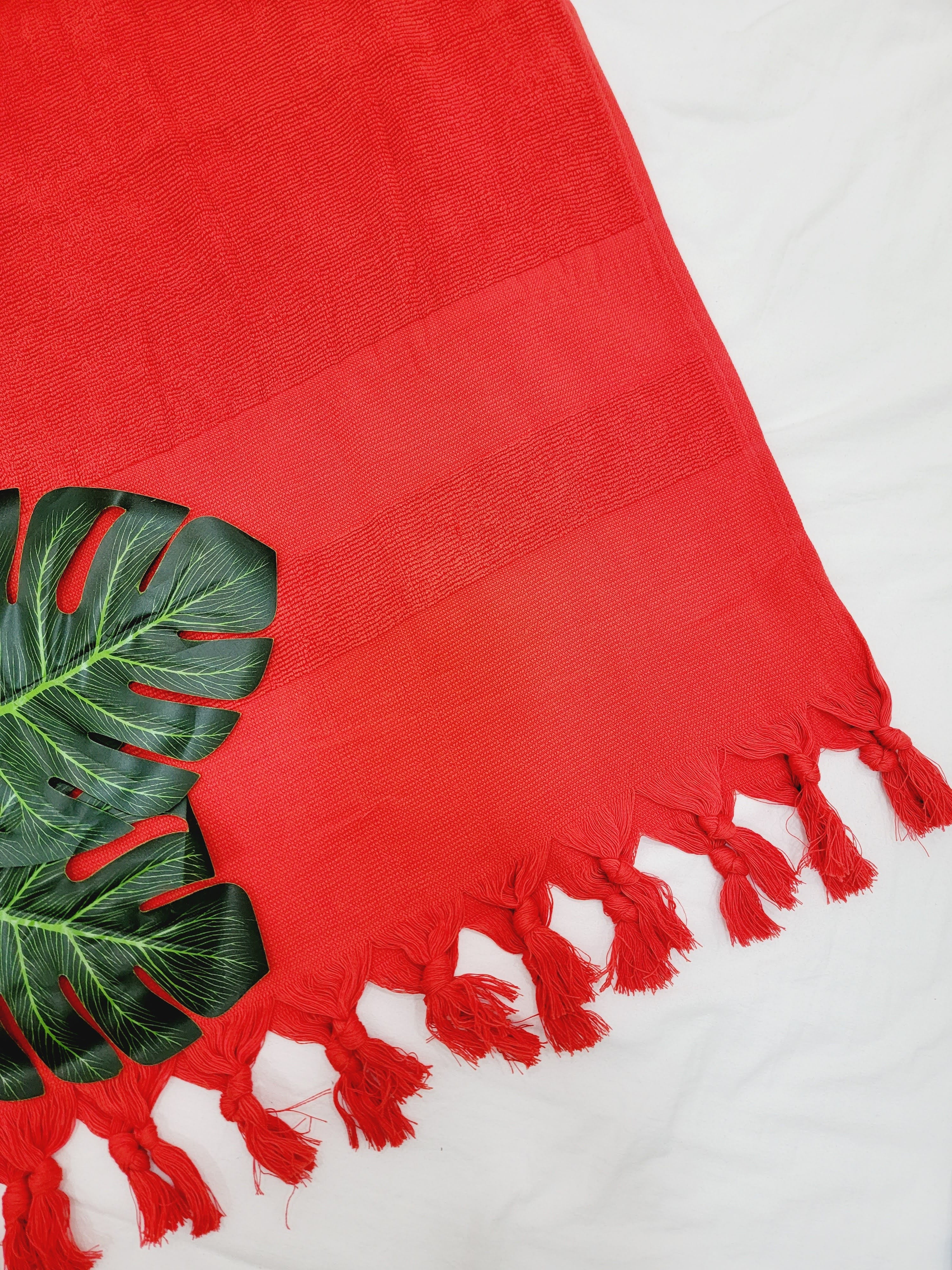 One sided Terry Towel - Sand free beach or Bath towel- Red