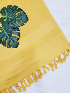 One sided Terry Towel - Sand free beach and Bath towel-Mustard