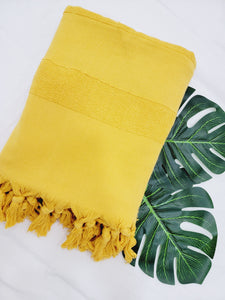 One sided Terry Towel - Sand free beach and Bath towel-Mustard