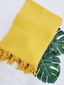 One sided Terry Towel - Sand free beach and Bath towel-Mustard