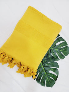 One sided Terry Towel - Sand free beach and Bath towel-Mustard