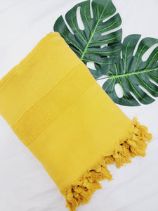 One sided Terry Towel - Sand free beach and Bath towel-Mustard